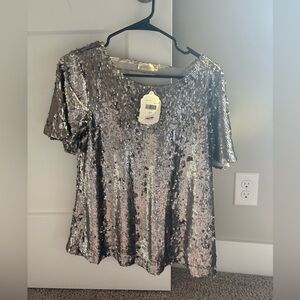 Altar'd State Silver Sequin Blouse